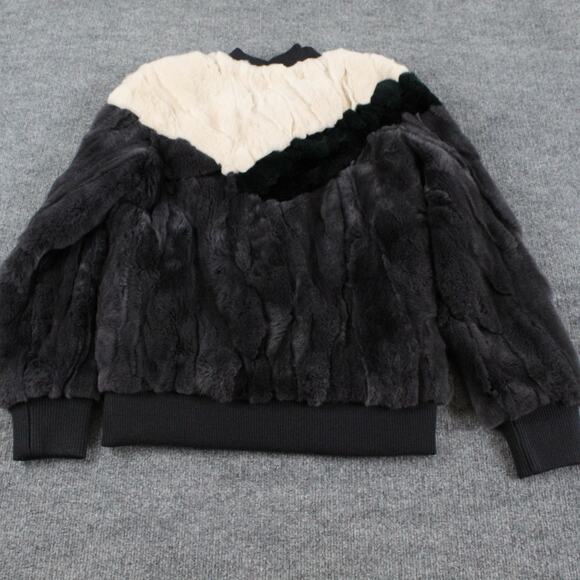 Heartloom Jacket XS Meg Bomber Fur Plush Ribbed Varsity Striped Multi Fur Chic - Picture 7 of 11